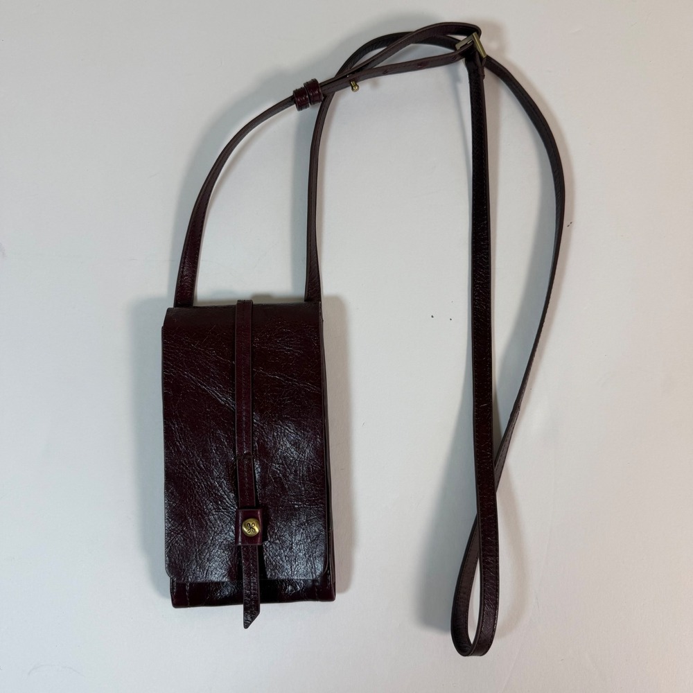 HOBO Burgundy Leather Crossbody Phone Bag Slim Wallet Purse Festival‎ Hands Free